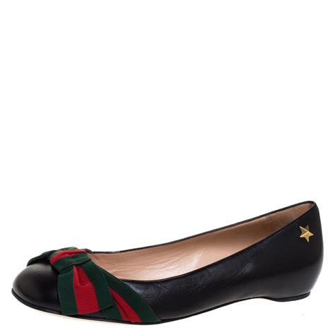 leather ballet flat with web bow gucci|Gucci ballet flats sale.